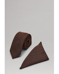 Burton - Brown Mini Spot Tie And Pocket Square Set - Lyst