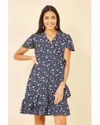 Yumi' - Ditsy Floral Wrap Frill Dress - Lyst
