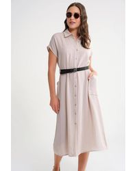 MixRay - Midi Dress With Belt Detail & Buttoned Collar - Lyst