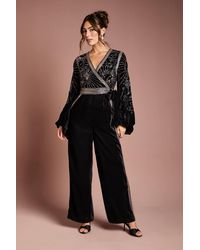Coast - Wrap Top Celestial Velvet Jumpsuit - Lyst