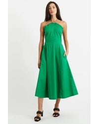Louche - Aria Poplin Halter Neck Midi Dress - Lyst
