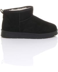AJVANI - Faux Fur Lined Mini Ankle Boot Slippers - Lyst