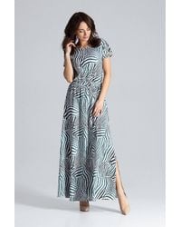 Love Lace - Long Dress Elastic Waist Short Sleeve Pockets - Lyst