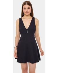 Hiccup - Cotton V-Neck Cut-Out Buttoned Detail Mini Dress - Lyst
