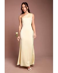 Coast - Honoured Petite Drape One Shoulder Satin Maxi Bridesmaid Dress - Lyst
