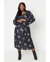 Dorothy Perkins - Curve Button Front Long Sleeve Midi Dress - Lyst