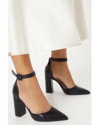 Faith - : Carmi Ankle Strap High Block Heel Pointed Court Shoes - Lyst