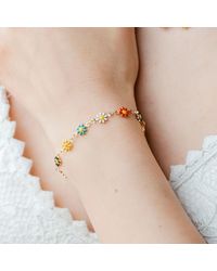 The Colourful Aura - Colourful Sun Flower Charm Indie Daisy Floral Summer Boho Bracelet - Lyst