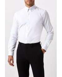 Burton - Slim Fit White Collar Bar Dress Shirt - Lyst
