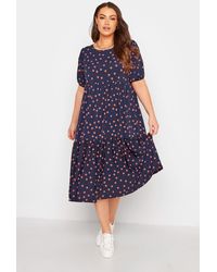 Yours - Puff Sleeve Smock Midi Dress - Lyst