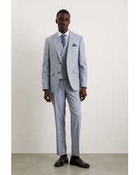 Burton - Slim Fit Light Blue Puppytooth Suit Trousers - Lyst