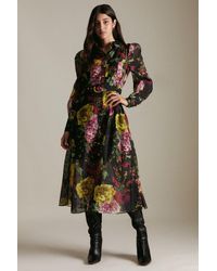 Karen Millen - Bold Rose Organdie Woven Shirt Dress - Lyst