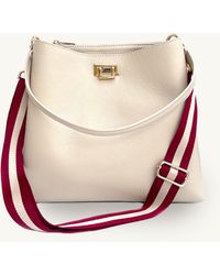 Apatchy London - Stone Leather Tote Bag With Red & Gold Stripe Strap - Lyst
