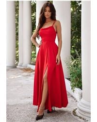 Love Lace - Minimal Strappy Maxi Dress With Side Slit - Lyst
