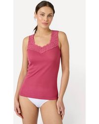 DAMART - Sleeveless Thermolactyl T-Shirt Lace Trim Regular Length Jersey - Lyst