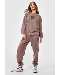 Boohoo - Dsgn Puff Print Overdyed Sweater Tracksuit - Lyst