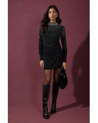 Wallis - Pearl Embellished High Neck Tunic - Lyst
