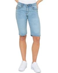 Enzo - Stretch Knee Length Denim Shorts - Lyst