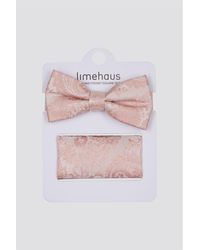 Limehaus - Paisley Jacquard Bow Tie And Handkerchief Set - Lyst