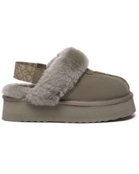 EverAu Australia - Real Sheepskin Wagtail Removable Strap Platform Slippers With Eva Sole - Lyst