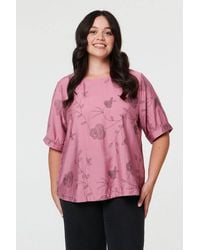 Izabel London - Curve Floral Short Sleeve Blouse Top - Lyst
