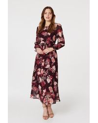 Izabel London - Floral Long Sleeve A-line Dress - Lyst