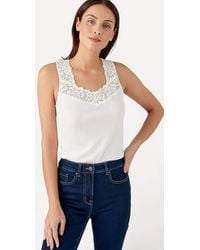 DAMART - Sleeveless Thermolactyl T-Shirt Lace Trim Regular Length Jersey - Lyst
