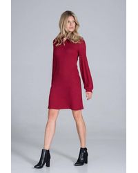 Love Lace - Ribbed Knit Turtleneck Midi Dress Long Sleeve Style 157490 - Lyst