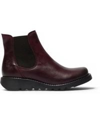 Infinity Leather - Fly London Salv Chelsea Leather Ankle Casual Wedge Heel Boots - Lyst