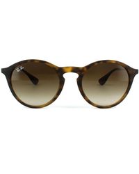 Ray-Ban - Round Havana Gunmetal Brown Gradient Sunglasses - Lyst