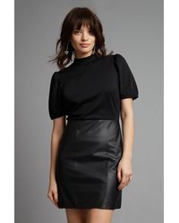 Dorothy Perkins - Tall Black Faux Leather 2 In 1 Dress - Lyst