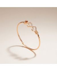 The Colourful Aura - Three Heart Zircon Love Couple Cuff Slim Lightweight Stacking Bangle - Lyst