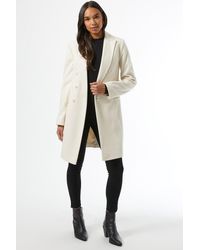 Dorothy Perkins - Ivory Double Breasted Tailored Coat - Lyst