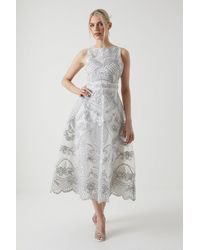Coast - Premium Metallic Embroidered Organza Midi Wedding Dress - Lyst