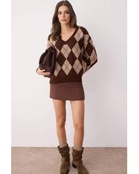 WOVCOR - V-Neck Argyle Knit Jumper - Lyst
