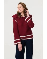Izabel London - Crochet Knit Frilled Hem Jumper - Lyst
