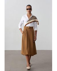 Dilvin - High-Waist Belted Midi Balloon Skirt - Lyst