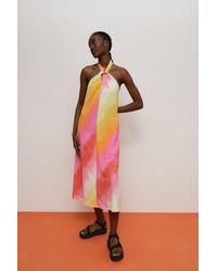 Warehouse - Tie Dye Print Halter Neck Midi Dress - Lyst
