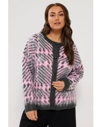 Yours - Check Crew Neck Cardigan - Lyst