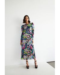Warehouse - Floral Pleated Puff Sleeve Maxi Dress - Lyst