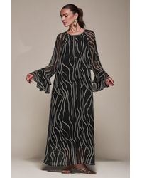 Jolie Moi - Chiffon Long Sleeve Shift Maxi Dress - Lyst