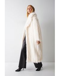 Warehouse - Premium Textured Fur Oversized Coat - Lyst