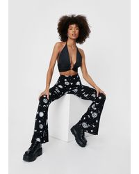 Nasty Gal - Space Print High Waisted Flare Pants - Lyst