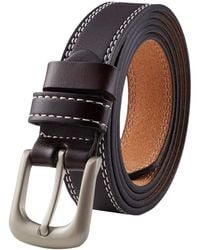MODISHION - Stitched Leather Belt With Pin Buckle - Lyst
