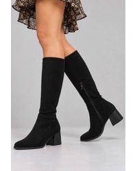 AJVANI - Mid Block Heel Stretchy Elastic Sock Fit Riding Boots - Lyst