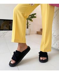 Love Lace - Platform Slip-On Denim Flatforms With Fringe - Lyst
