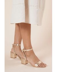 Dorothy Perkins - Wide Fit Tommi Barely There Mid Block Heel Sandals - Lyst
