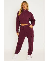 Stylewise - Cropped Zip Sweatshirt & Cargo Trouser Tracksuit Co-Ord - Lyst