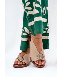 Love Lace - Flat Heel Buckle Strap Sandals With Front Embellishment - Lyst
