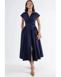 Busem - Belted Midi Dress With Shirt Collar - Lyst
